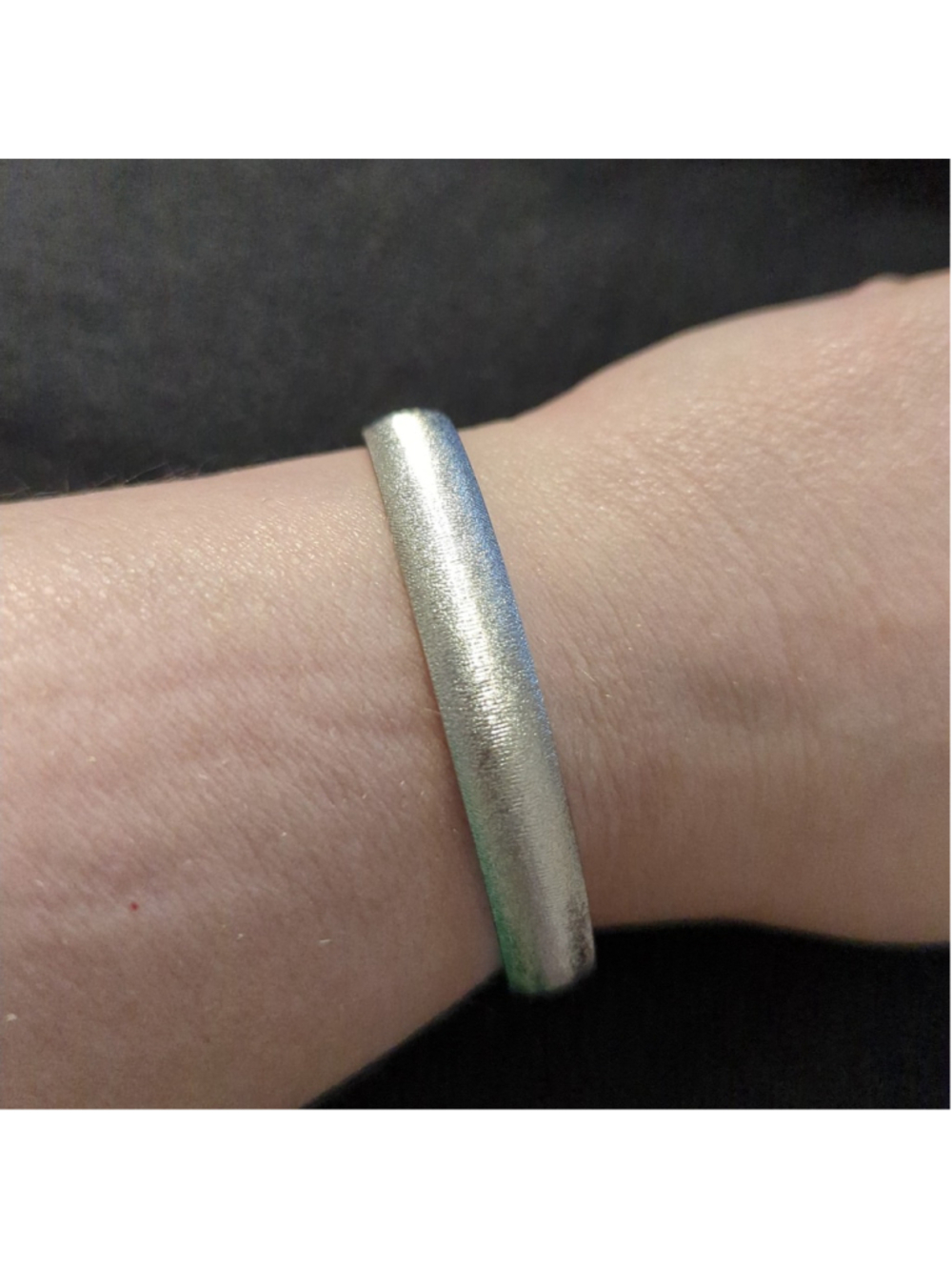 Vintage Monet Silver Tone Brushed Metal Stardust Bangle Statement Bracelet